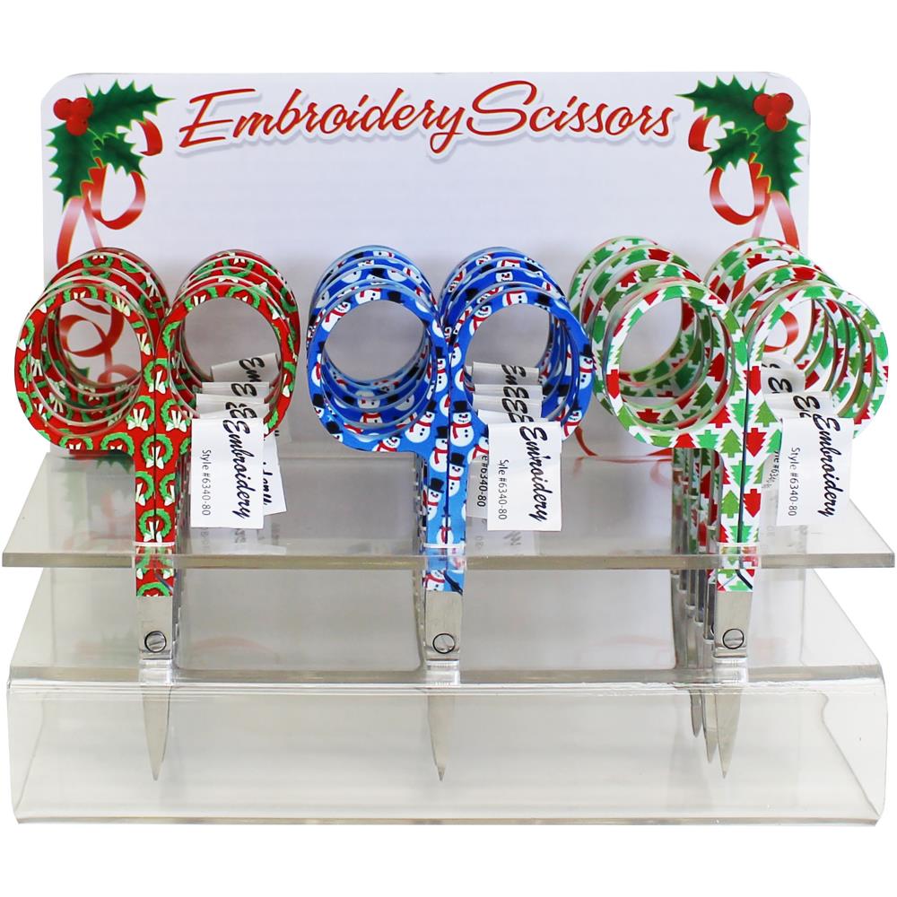 Holiday Embroidery Scissors - Wreaths - Click Image to Close